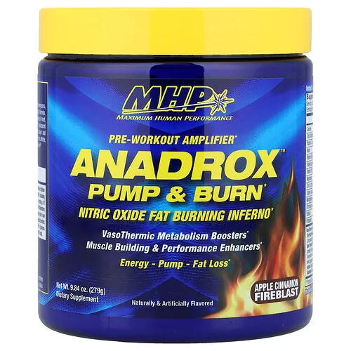 MHP, Anadrox™ Pump & Burn, Suplemento potenciador preentrenamiento, Explosión de manzana y canela, 279 g (9,84 oz)