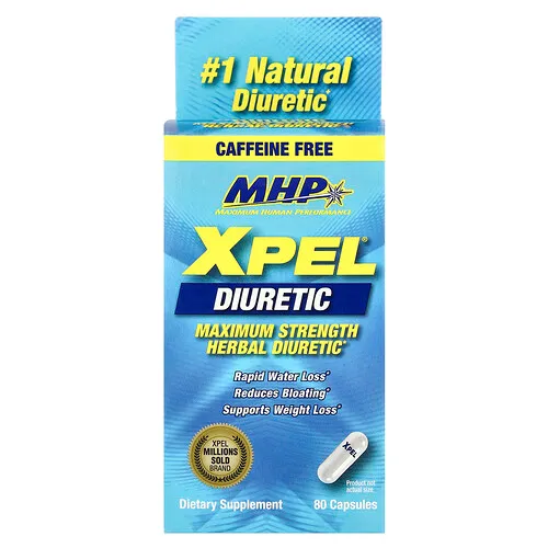 MHP, XPEL®, Suplemento diurético, Máxima concentración, Sin cafeína, 80 cápsulas