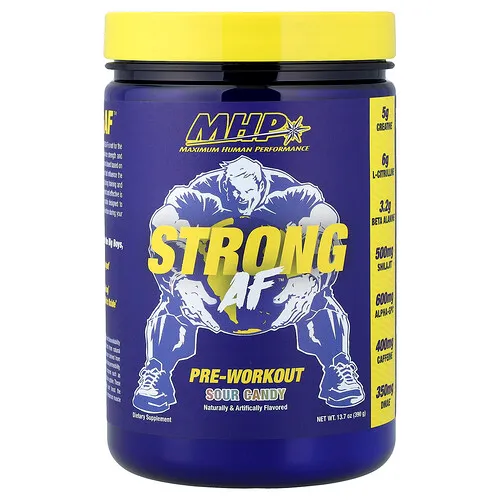 MHP, Suplemento preentrenamiento Strong AF™, Caramelo ácido, 390 g (13,7 oz)