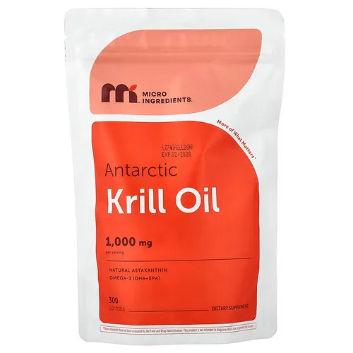 Micro Ingredients, Aceite de kril antártico, 300 cápsulas blandas (500 mg por cápsula blanda)