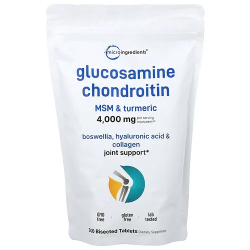 Micro Ingredients, Glucosamina, condroitina, MSM y cúrcuma, 300 comprimidos bisectados