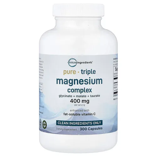 Micro Ingredients, Complejo de triple magnesio, 300 cápsulas (133 mg por cápsula)