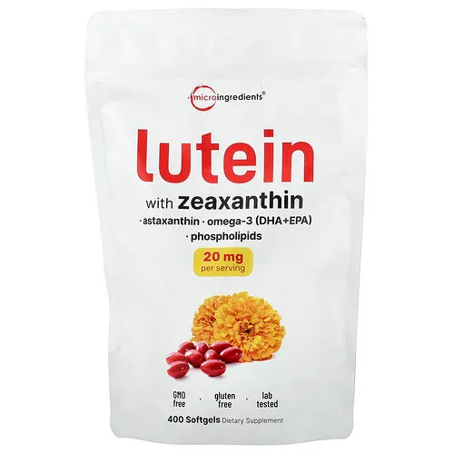 Micro Ingredients, Luteína con zeaxantina, 400 cápsulas blandas
