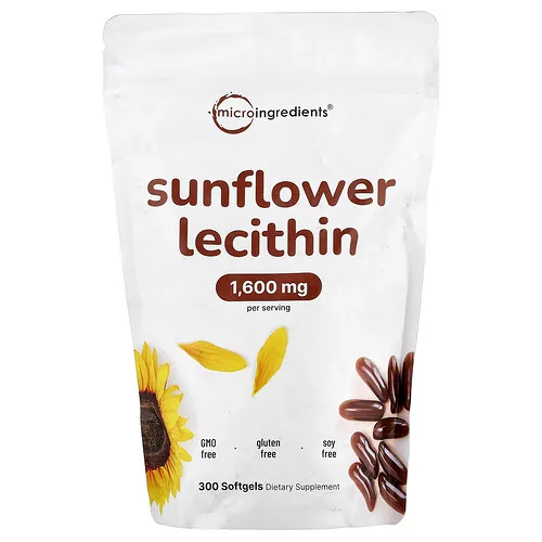 Micro Ingredients, Lecitina de girasol, 300 cápsulas blandas (800 mg por cápsula blanda)