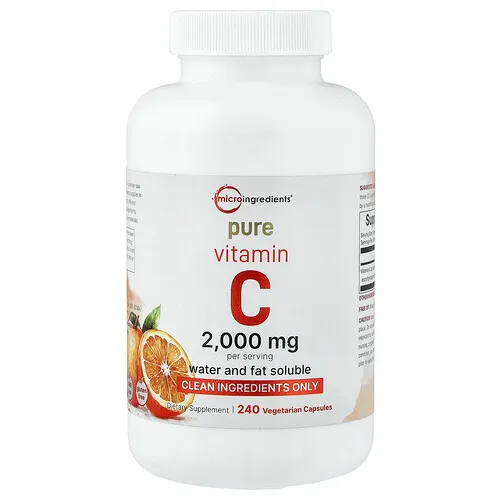 Micro Ingredients, Vitamina C pura, 240 cápsulas vegetales (666,66 mg por cápsula)