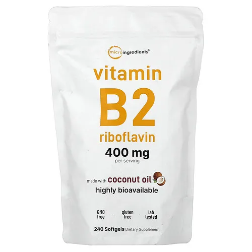 Micro Ingredients, Vitamina B2, Riboflavina, 240 cápsulas blandas (200 mg por cápsula blanda)
