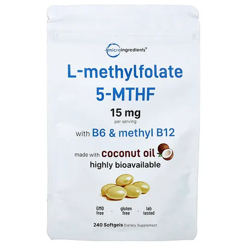 Micro Ingredients, L-metilfolato, 240 cápsulas blandas