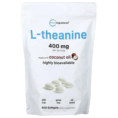 Micro Ingredients, L-teanina, 400 cápsulas blandas (200 mg por cápsula blanda)
