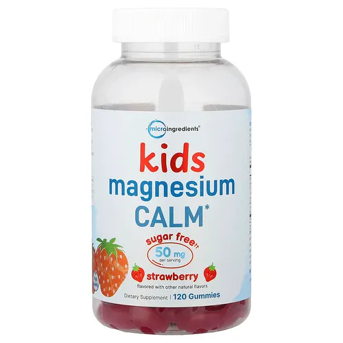 Micro Ingredients, Gomitas de magnesio para niños, Fresa, 120 gomitas (25 mg por gomita)
