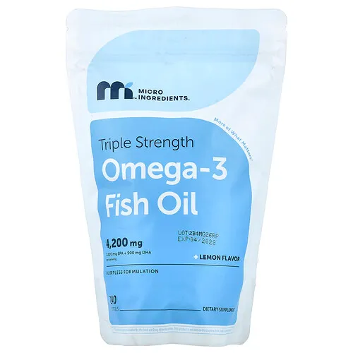 Micro Ingredients, Aceite de pescado con omega-3, Limón, 240 cápsulas blandas