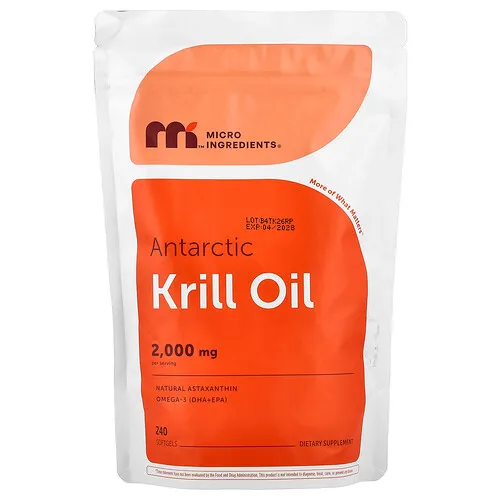 Micro Ingredients, Aceite de kril antártico, 240 mg, 1,000 cápsulas blandas (1,000 mg por cápsula blanda)