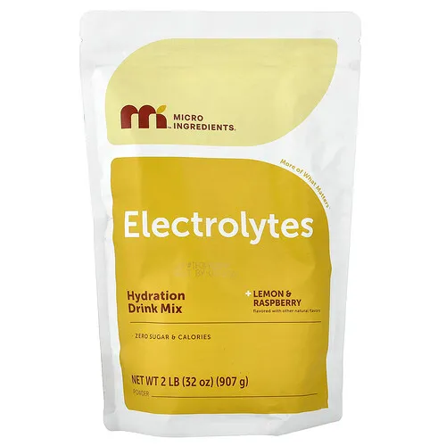 Micro Ingredients, Electrolitos en polvo, Limón y frambuesa, 907 g (2 lb)