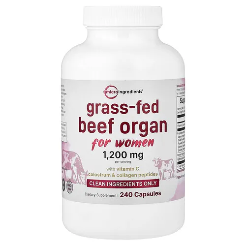 Micro Ingredients, Órganos de reses alimentadas con pasturas, Para mujeres, 240 cápsulas