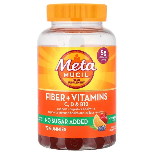 Metamucil, Fibra y vitaminas, C, D y B12, Cítricos y bayas, 72 gomitas