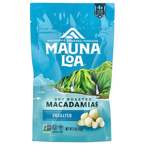 Mauna Loa, Macadamias secas y tostadas, Sin sal, 113 g (4 oz)