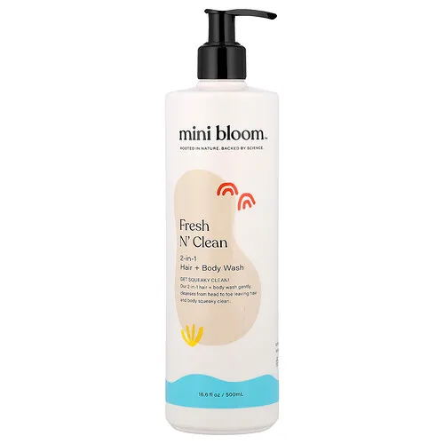 Mini Bloom, Fresh N' Clean, Jabón líquido para el cuerpo y el cabello 2 en 1, 500 ml (16,6 oz. líq.)