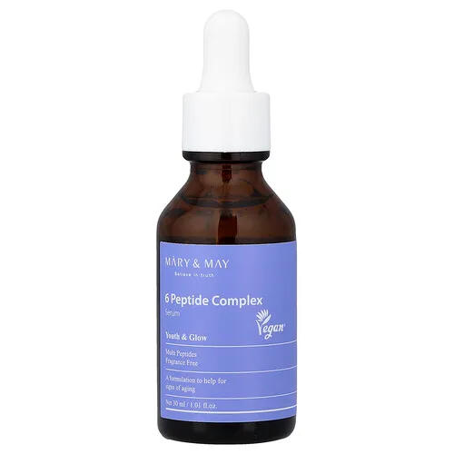 Mary & May, Sérum con complejo de 6 péptidos, Sin fragancia, 30 ml (1,01 oz. Líq.)