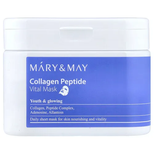 Mary & May, Péptidos de colágeno, Mascarilla de belleza vital, 30 láminas, 400 g (14,1 oz)