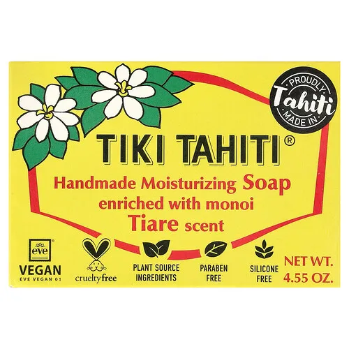 Monoi Tiare Tahiti, Barra de jabón humectante hecho a mano, Tiaré, 130 g (4,55 oz)