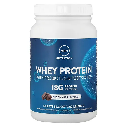 MRM Nutrition, Proteína de suero de leche, Con probióticos y posbióticos, Chocolate, 917 g (2,02 lb)