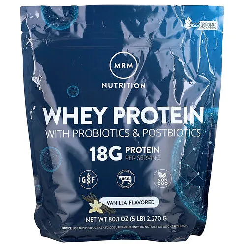 MRM Nutrition, Proteína de suero de leche con probióticos y posbióticos, Vainilla, 2270 g (5 lb)