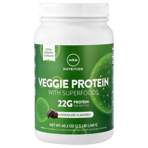 MRM Nutrition, Proteína vegetal con superalimentos, Chocolate, 1140 g (2,5 lb)