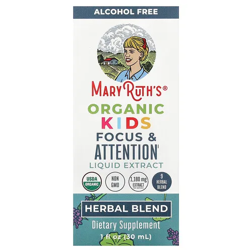 MaryRuth's, Extracto líquido orgánico para favorecer la concentración y la atención de los niños, Sin alcohol, 30 ml (1 oz. líq.)
