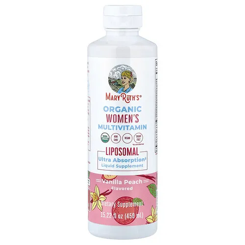 MaryRuth's, Suplemento multivitamínico liposomal orgánico para mujeres, Vainilla y melocotón, 450 ml (15,22 oz. líq.)