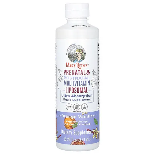 MaryRuth's, Suplemento multivitamínico liposomal para uso prenatal y posnatal, Naranja y vainilla, 450 ml (15,22 oz. líq.)