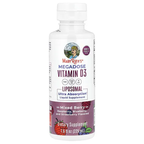MaryRuth's, Megadose Vitamina D3, Vitamina D3 liposomal, Bayas mixtas, 4000 UI, 225 ml (7,6 oz. líq.)
