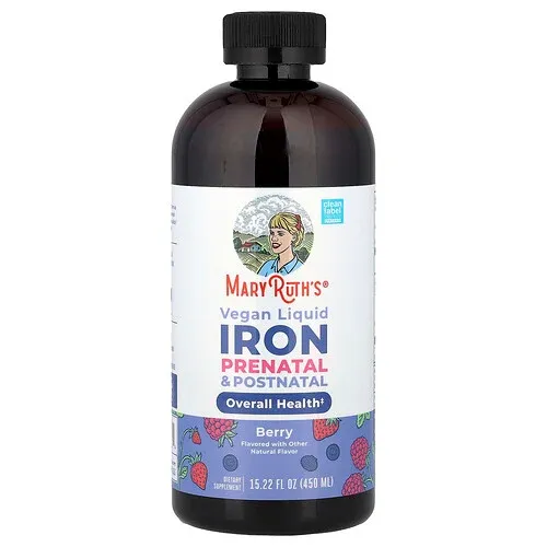 MaryRuth's, Hierro líquido vegano prenatal y posnatal, Bayas, 450 ml (15,22 oz. líq.)
