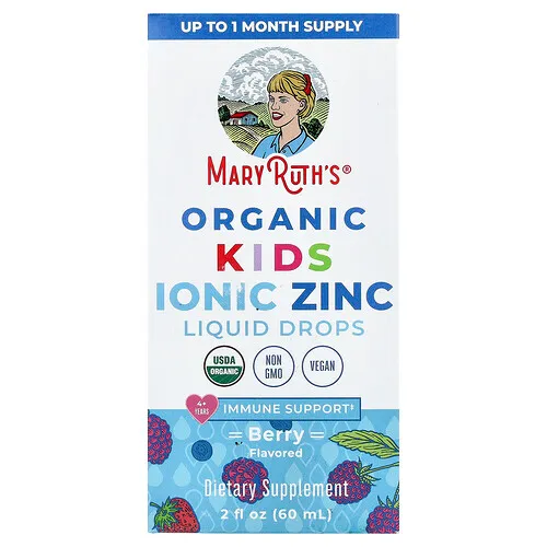 MaryRuth's, Gotas de zinc iónico orgánico líquido para niños, De 4 a 13 años, Bayas, 60 ml (2 oz. líq.)