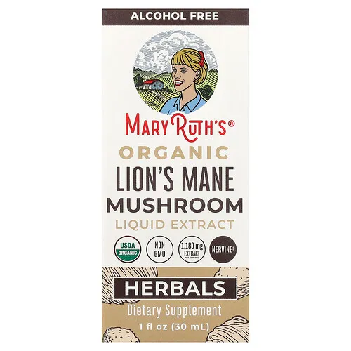 MaryRuth's, Extracto líquido de hongo melena de león orgánico, Sin alcohol, 30 ml (1 oz. líq.)
