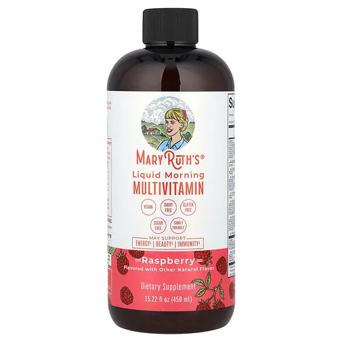 MaryRuth's, Multivitamínico líquido para la mañana, Frambuesa, 450 ml (15,22 oz. Líq.)