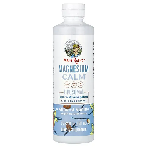 MaryRuth's, Magnesio Calm Liposomal, Almendra y vainilla, 450 ml (15,22 oz. Líq.)