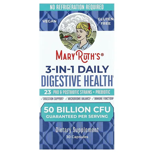 MaryRuth's, Salud digestiva diaria 3 en 1, 50.000 millones de UFC, 30 cápsulas