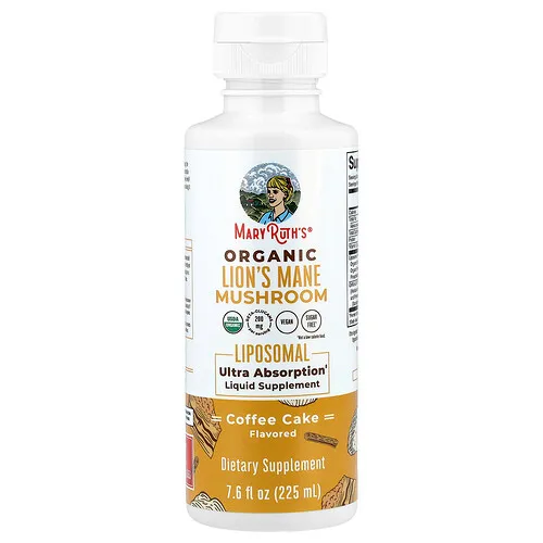MaryRuth's, Hongo melena de león orgánico, Suplemento líquido liposomal, Torta de café, 225 ml (7,6 oz. líq.)
