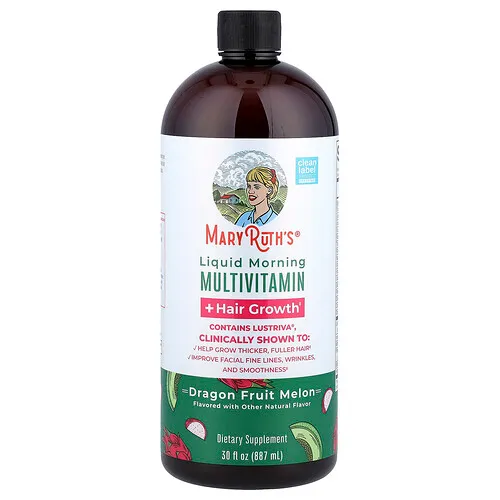 MaryRuth's, Suplemento multivitamínico matutino líquido que favorece el crecimiento del cabello, Pitahaya y melón, 887 ml (30 oz. líq.)