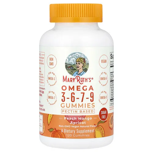 MaryRuth's, Gomitas con omega 3-6-7-9, Melocotón, mango y albaricoque, 120 gomitas