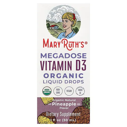 MaryRuth's, Megadose, Gotas de vitamina D3 orgánica líquida, Piña, 30 ml (1 oz. líq.)