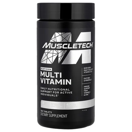 MuscleTech, Multivitamin, Suplemento multivitamínico platino, 180 comprimidos