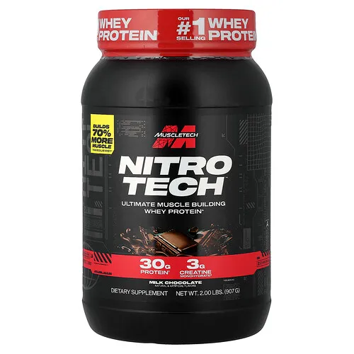 MuscleTech, Nitro-Tech™, Proteína de suero de leche, Chocolate con leche, 907 g (2 lb)