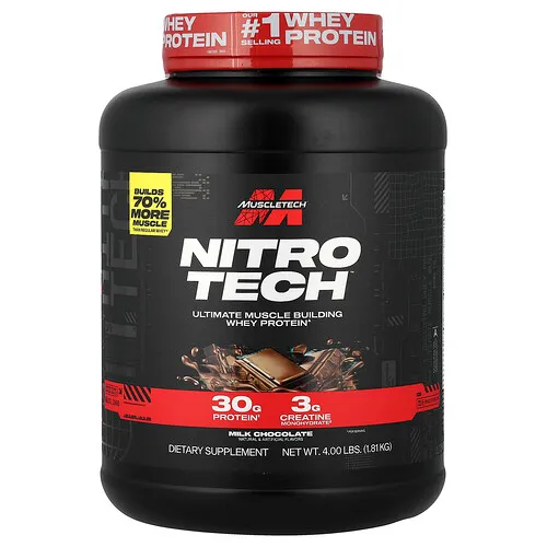 MuscleTech, Nitro-Tech®, Proteína de suero de leche, Chocolate con leche, 1,81 kg (4 lb)