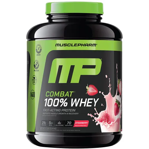 MusclePharm, Combat®, 100 % proteína de suero de leche en polvo, Fresa, 2,24 kg (5 lb)