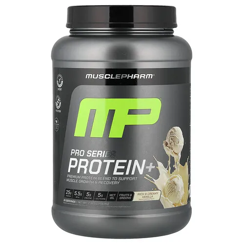 MusclePharm, Protein+ de la serie Pro, Vainilla intensa y cremosa, 1,06 kg (2,3 lb)