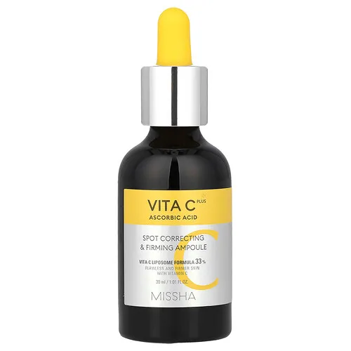 Missha, Vita C Plus Ácido ascórbico, Ampolla reafirmante y correctora de manchas, 30 ml (1,01 oz. Líq.)