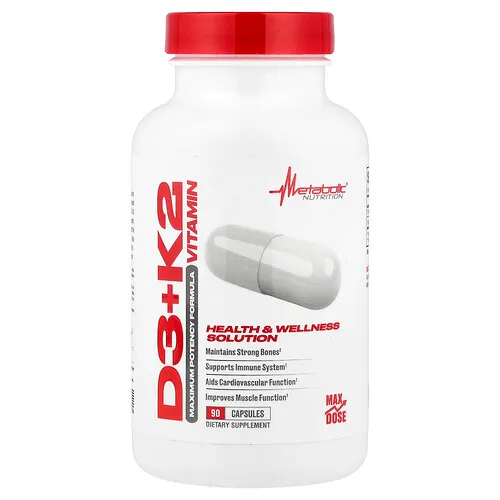 Metabolic Nutrition, Vitaminas D3 y K2, 90 cápsulas
