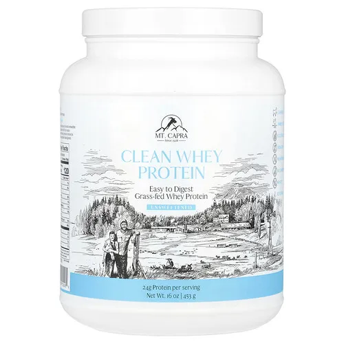 Mt. Capra, Proteína de suero de leche limpia, Sin endulzar, 453 g (16 oz)