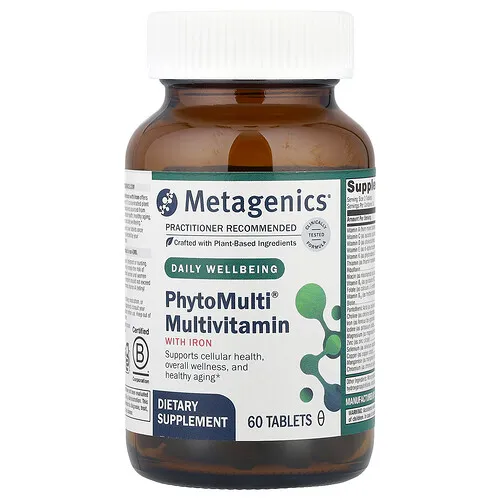 Metagenics, Suplemento multivitamínico PhytoMulti® con hierro, 60 comprimidos