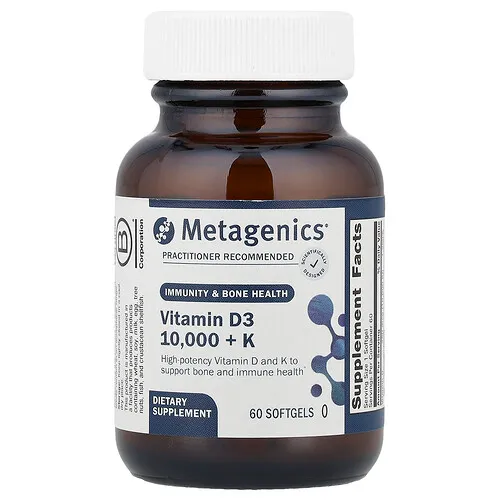 Metagenics, Vitamina D3 10,000 UI más vitamina K, 60 cápsulas blandas